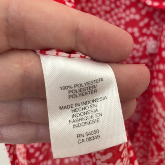 Jones New York Signature Red with White Polka Dots Sleeveless Ruffle Top - Picture 3 of 8